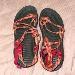 Pink, orange and grey chacos!!